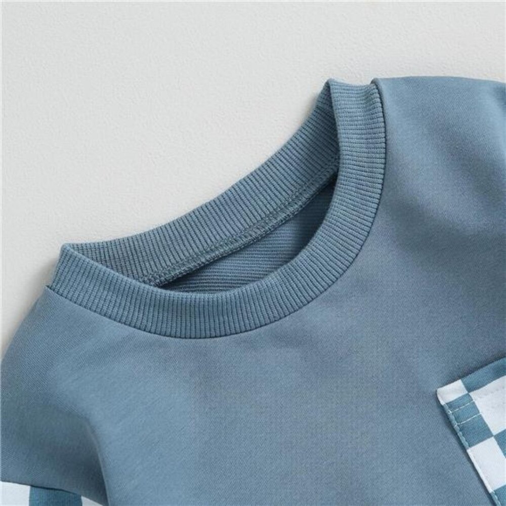 Fall Toddler Baby Boy Clothes 2Pcs Color Block Crewneck Sweatshirt‎ and Pants - Picture 3 of 7